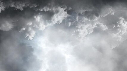 Wall Mural - thundercloud with lightning bolts in night sky 4k.