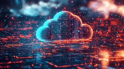 Innovative flat vector art of cloud computing with servers showcasing modern technology