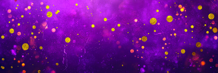 Leinwandbilder - The background showcases a captivating blend of purple hues with scattered golden sparkles, ideal for adding a touch of elegance to any festive occasion or artistic endeavor