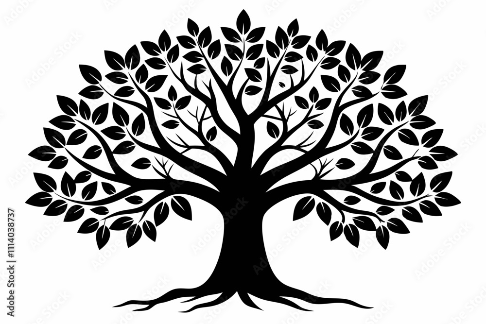Minimalist Black Tree of Life Silhouette Vector Art Stock Vector ...