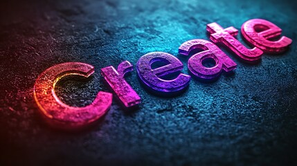 Poster - Bold gradient text effect reading Create flows with vibrant colors on a textured background
