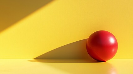Poster - Minimalist composition featuring a vibrant red ball against bright yellow background