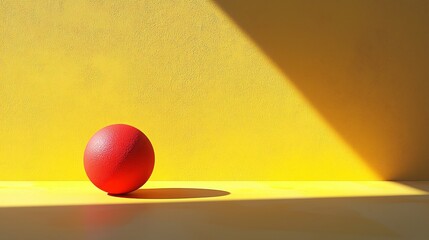 Poster - Bright yellow background with a red ball creating playful shadows and reflections