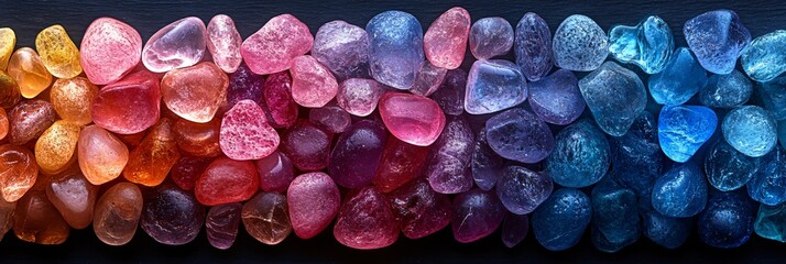 Poster - Colorful pointillism stones display with pink, light green, and blue hues arranged beautifully
