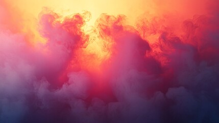 Poster - Colorful smoke blending with warm light during sunset creates a dreamy atmosphere