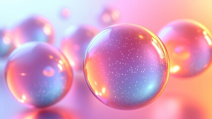 Poster - Stylized gradient spheres create a visually appealing composition in soft light