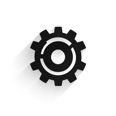 Poster - Black gear icon with long shadow.
