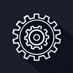Poster - White line gears icon on dark background.