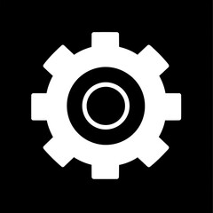 Poster - White gear icon on black background. (1)