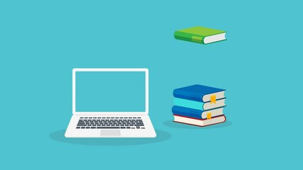Wall Mural - e-learning, online education at home. concept of webinar, business online training, education on com