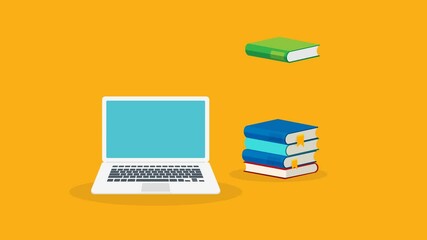 Wall Mural - e-learning, online education at home. concept of webinar, business online training, education on com
