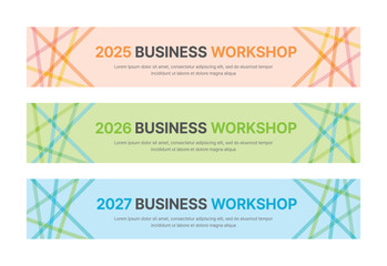 Wall Mural - set of business banner design templates in modern, abstract pattern style for seminar, conference, w