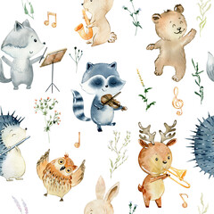  Watercolor forest pattern.