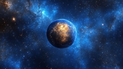 Wall Mural - mercury sphere space blue.