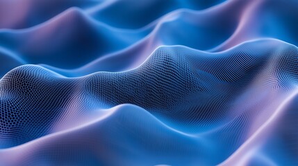 Poster - abstract representation of flowing blue waves in 3d with intricate patterns