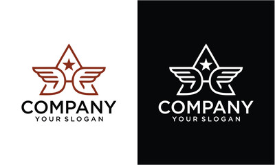 Poster - Creative Wing with star logo design vector