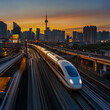 © MDOMAR - AI-generated image of a high-speed rail line, showcasing the most popular system, a choice for tourists exploring cities with modern trains and dynamic urban landscapes.