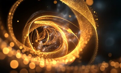 Wall Mural - a swirling galaxy of golden particles depicting cosmic beauty and wonder.