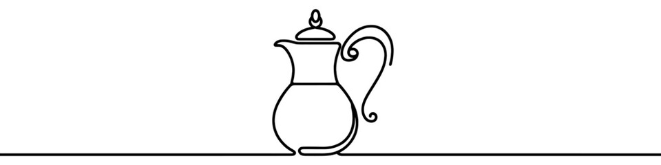 Wall Mural - minimalist continuous line drawing of a traditional arabic dallah coffee pot. symbolizing hospitalit