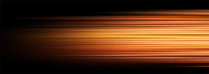 Fototapete - Black and orange modern abstract background with yellow glowing stripes of light. Movement and high-speed light effect with flowing in motion. Vector illustration