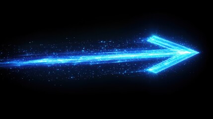 Poster - Abstract blue light streaks converge in an upward pointing arrow shape against a dark background.