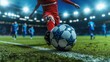 © hakule - A soccer player kicks a ball on a field