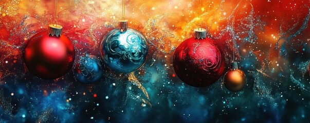 Wall Mural - abstract illustration wallpaper of christmas symbols with swirling vibrant colors and soft textures