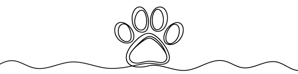 Leinwandbilder - Continuous line drawing of animal footprint. One line drawing of a animal footprint. Vector illustration.