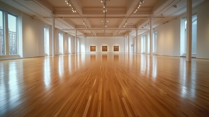 Poster - Large, empty exhibition hall suitable for galleries, trade shows, and sports events, with a versatile indoor layout