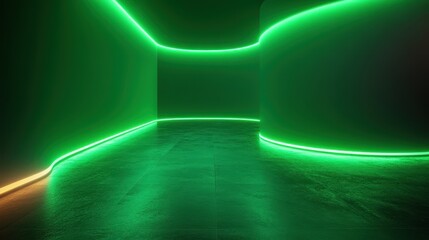 Poster - green neon bold lines moving fast lights futuristic appliance.