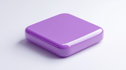 Poster - Blank Mobile application icon, button - violet square with round corners. 3d rendering, white background