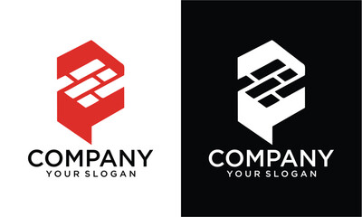 Poster - Creative Creative letter P with block square logo design