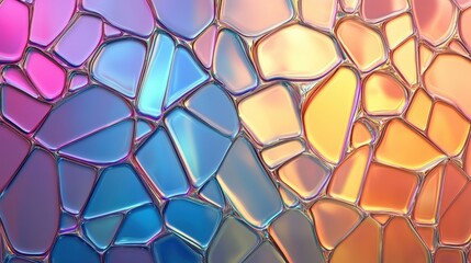 Poster - crystalline holo patchwork chrome pattern, seamless texture