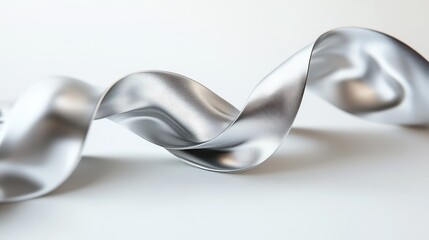 Poster - elegant silver ribbon gracefully twisted in a flowing shape, perfect for decorative purposes and gra