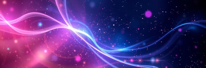 Colorful vibrant neon lights in an abstract depiction of a cosmic nebula stardust flow in the universe, abstract, light, flowing