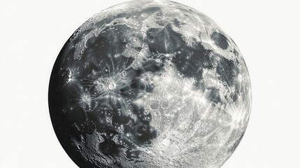 Wall Mural - close-up full moon with detailed astronomy texture isolated on white background