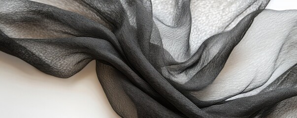 Poster - black silk fabric textile white background accessories.