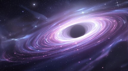 Wall Mural - Abstract background with a white light blur and stylized representation of a black hole, gravity warping, spacetime distortion, celestial bodies, scientific research, space exploration
