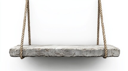 Poster - concrete slab hangs rope white background isolated rendering image png file