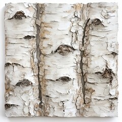 Wall Mural - Detailed tree bark features intricate patterns and rich tones, elegantly displayed against a pure white backdrop for a minimalist look.
