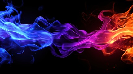 Poster - Vibrant contrast between blue and red flames, creating a dynamic and visually striking scene