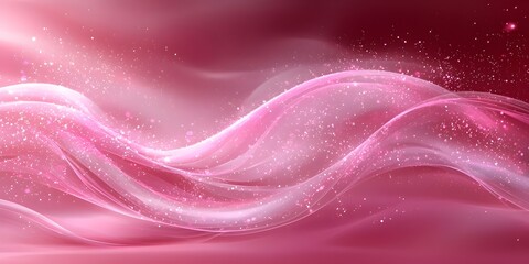 Poster - A vibrant abstract background featuring flowing pink waves with sparkling highlights, creating a dreamy and ethereal atmosphere.
