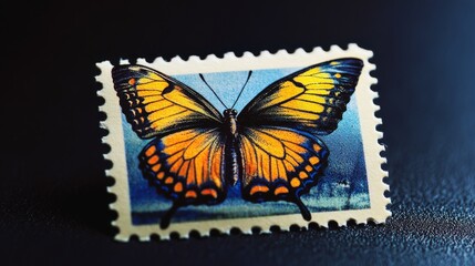 Canvas Print - Close-up of a Vintage Butterfly Stamp