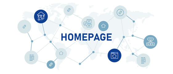 Poster - homepage website home main page illustration header icon set graphic design connected symbol
