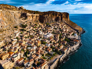 Poster - Aerial view of Monemvasia, a town in Laconia, Greece