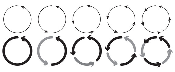 Fototapete - Refresh recycle icon, symbol. Reload, refuse, rotate black logo design. Vector