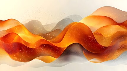 Poster - An abstract wave design featuring flowing curves in warm orange tones, blending seamlessly into softer gradients. The image evokes a sense of movement and tranquility.