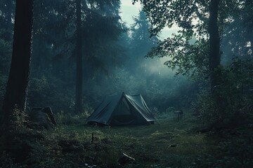 camping tent in the forest