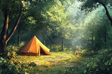 camping tent in the forest