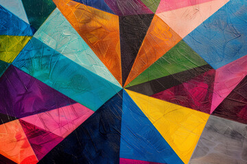 Aufkleber - Overlapping geometric shapes, each filled with a different vivid color, creating a harmonious abstract line art design.